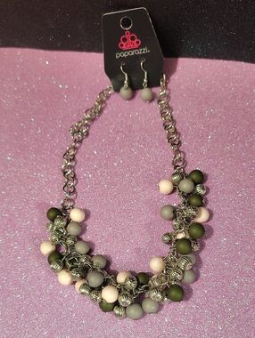 2 For $10 paparazzi Cluster Necklace Earring Set